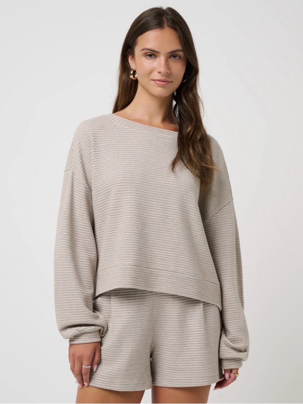 Travis Mathew Coastal Rib Yacht Me Pullover Heather Fossil Taupe Size Large